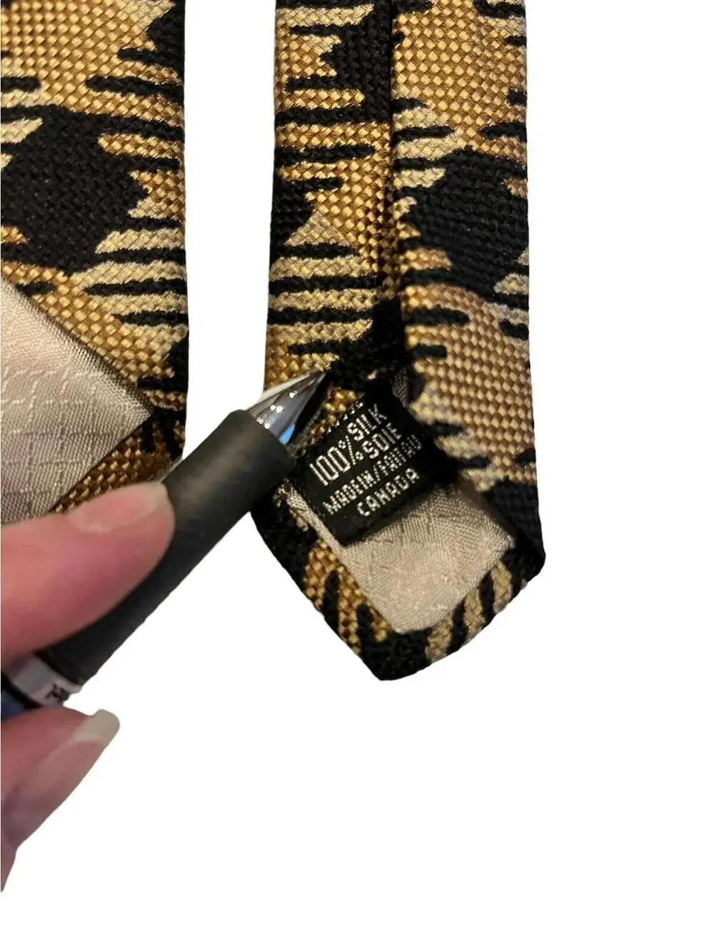Braemore Tie, Mens 100% silk Brown and Black Woven check pattern